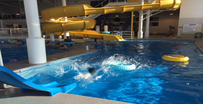 indoor pool with waterslide